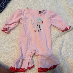 Charming Pink Embroidered Kids Footie